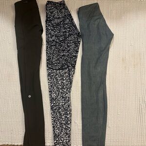 lululemon athletica Black & Heathered Gray Patterned Leggings Trio